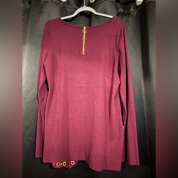 INC International Concepts Burgundy Top with Gold Accents - Picture 3 of 4